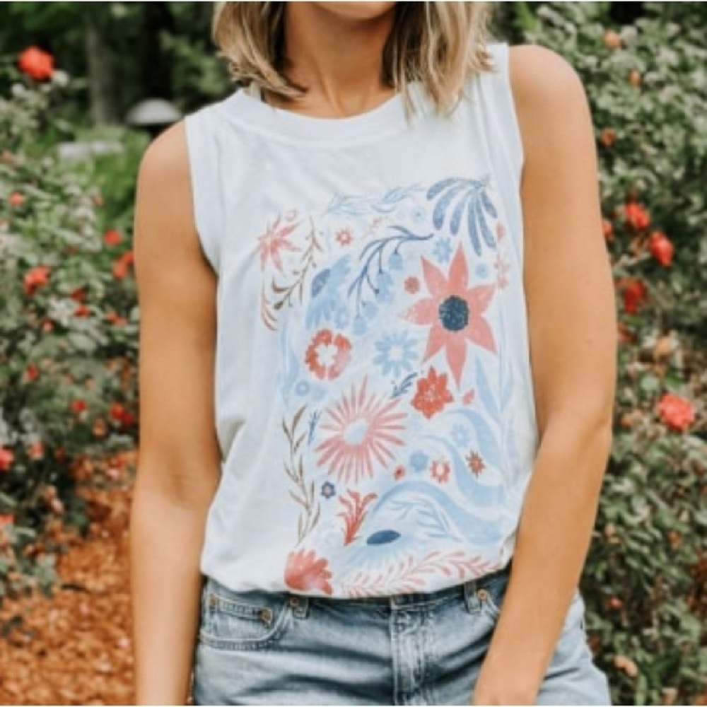 USA florals tank